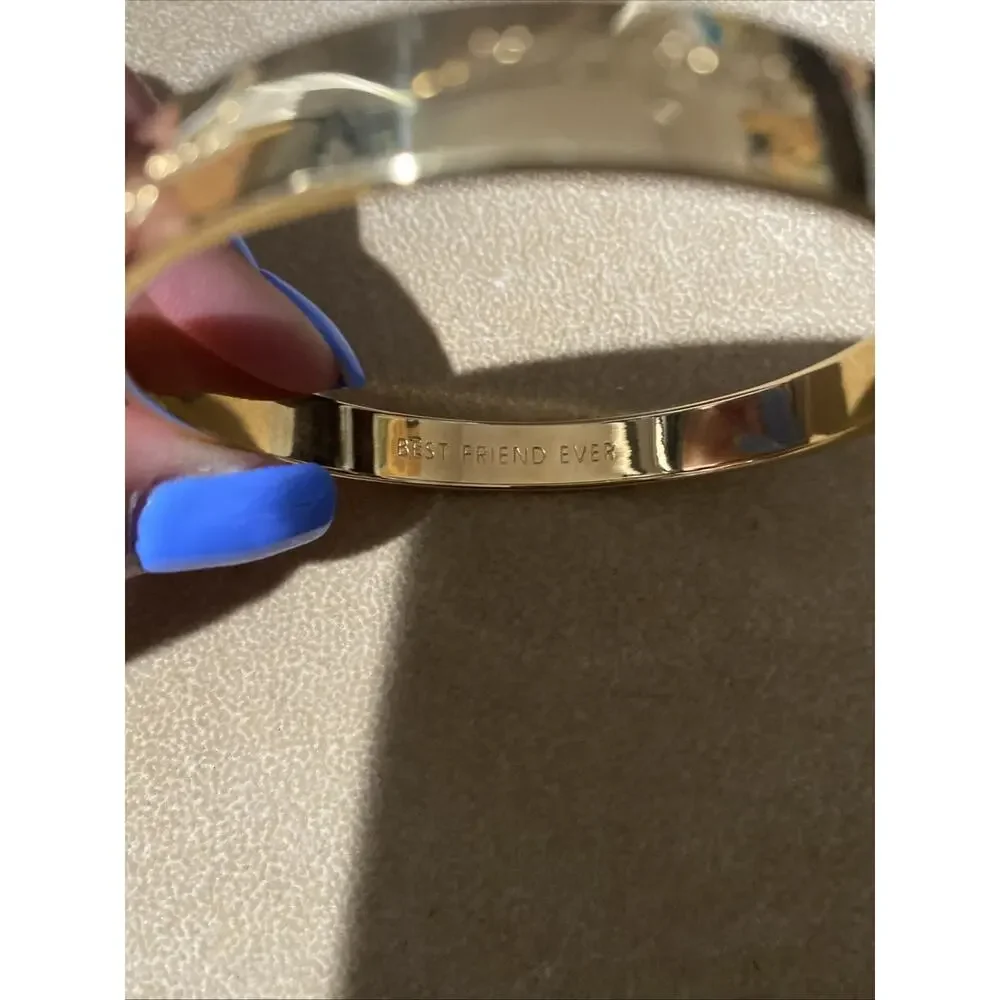 Kate Spade Bracelet Gold Tone Bangle Best Friend Ever Engraved Bridesmaid - Picture 2 of 6